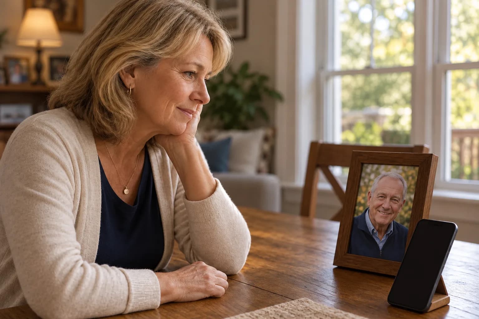 Quiet remembrance: a person listening to a personal memorial song