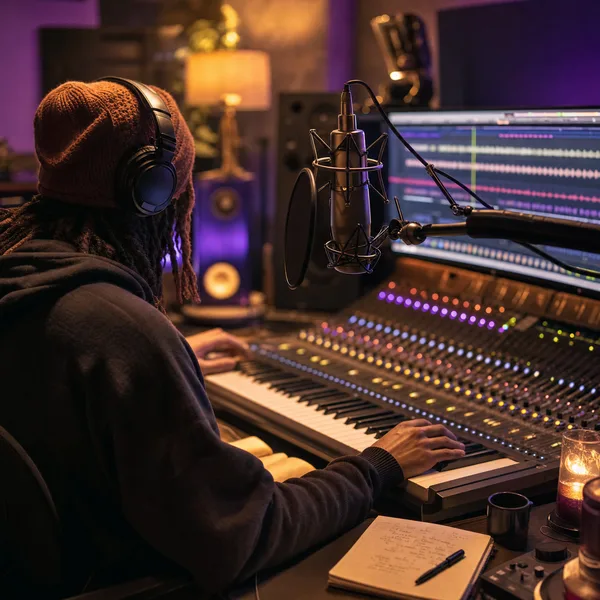 Studio setup where the song is composed